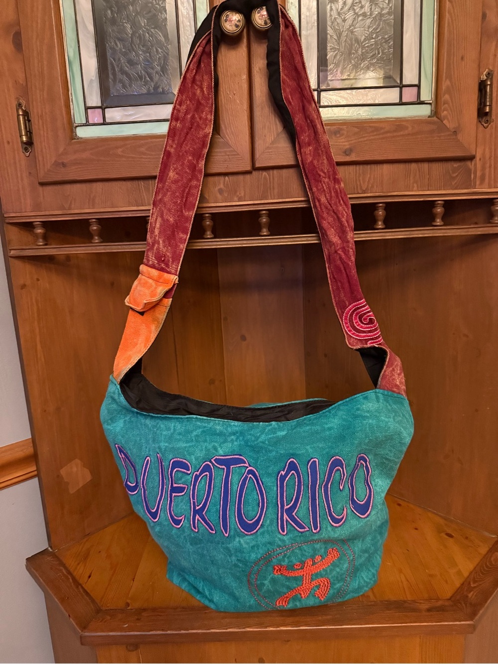 Puerto Rican cultural motifs bohemian-style cotton hobo sling bag